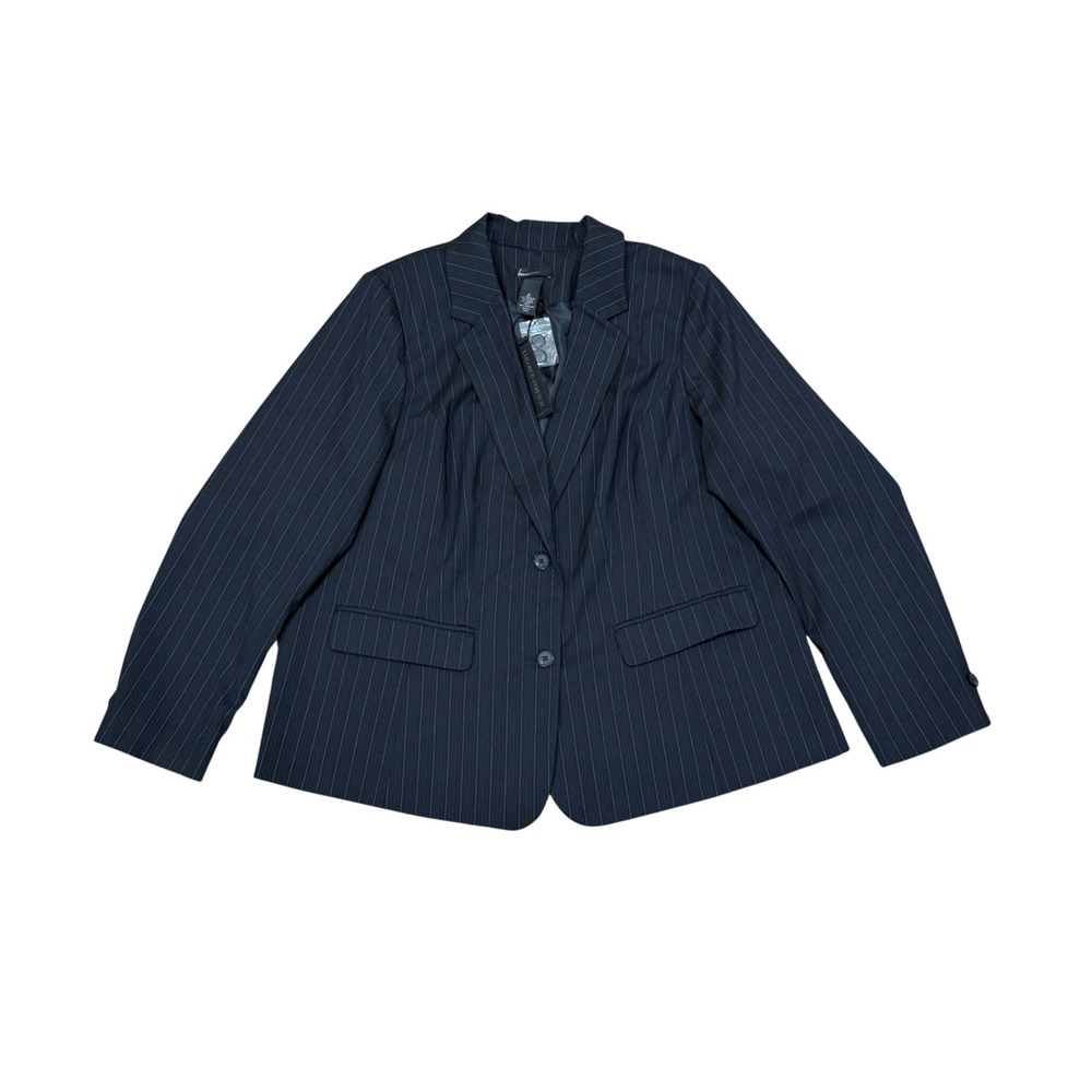 Lane Bryant Womens Charcoal‎ Gray Pinstripe Tailored Stretch Blazer Jacket Sz 22